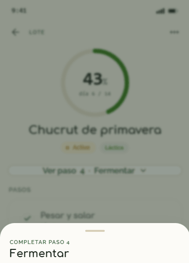 Completar un paso del lote en Fermenty